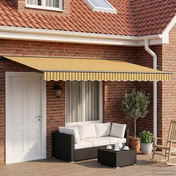 Maison Exclusive - Elektrisk utdragbar markis Gul, Grå, Antracit 5 × 3,5 m