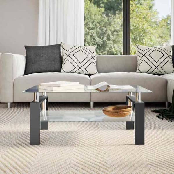 Maison Exclusive - Sort og transparent sofabord 95x55x40 cm hærdet glas