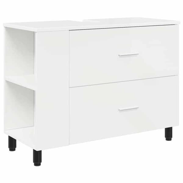Maison Exclusive - Badrumsspegel med enhet Vit glansig 80 x 35 x 60 cm