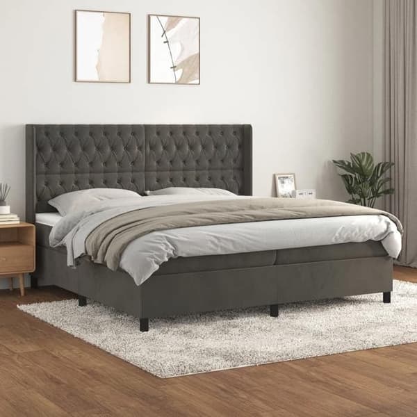 Maison Exclusive - Sänkylaatikko ja harmaa samettimatrassi 200x200cm