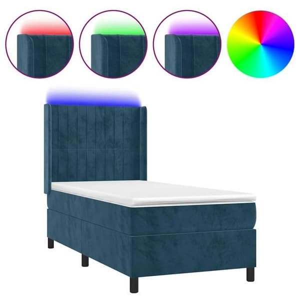 Maison Exclusive - Lakanat, sängyn runko, LED Sininen 90x200cm Sametti Mörkblå