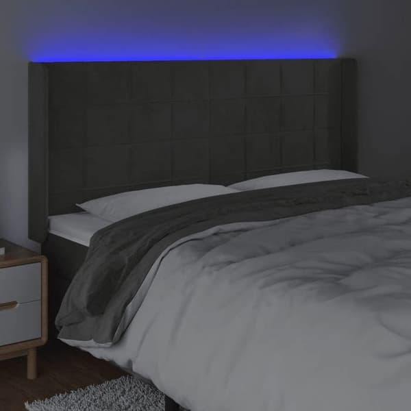 Maison Exclusive - LED-päätyharso Tummanharmaa 203x16x118/128 cm Sametti Mörkgrå