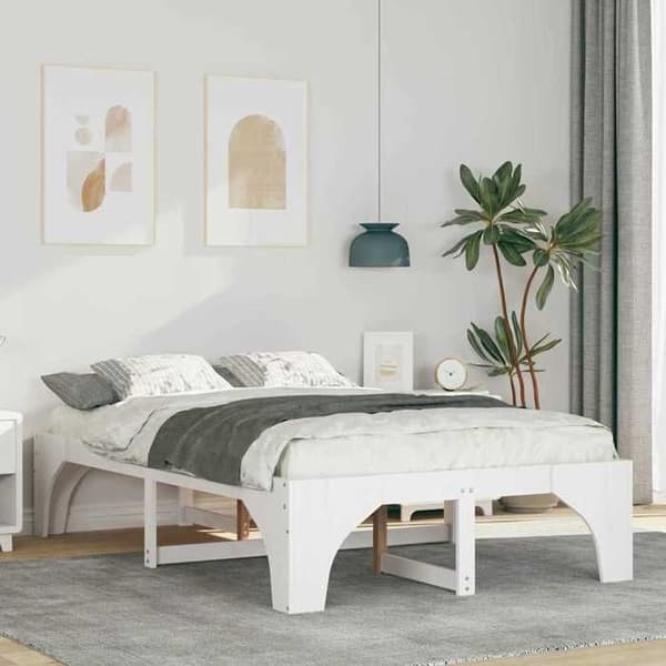 Maison Exclusive - Sängram Vit 120 x 190 cm Massivt trä