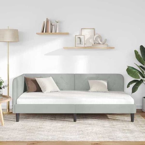 Maison Exclusive - Ljust grått hörnsängram 90 x 190 cm Sammet