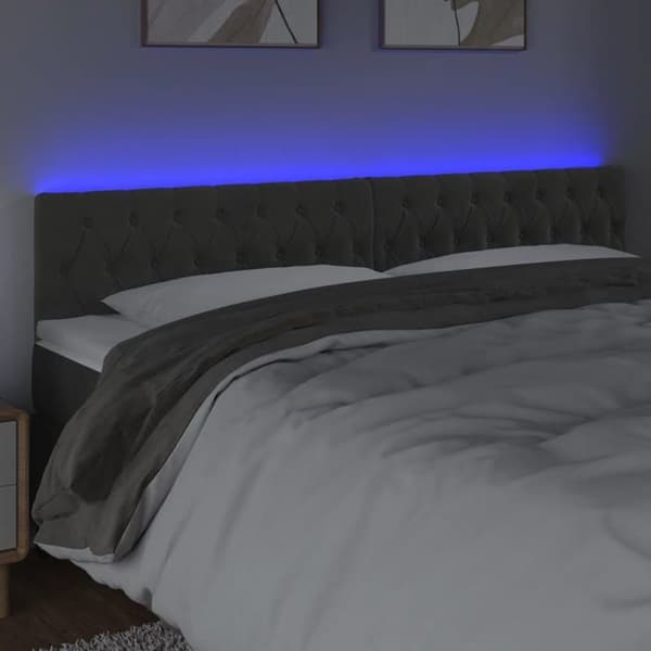 Maison Exclusive - LED-päätyharso Tummanharmaa 200x7x78/88 cm Sametti mörkgrå