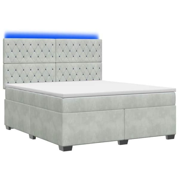Maison Exclusive - Boxspring seng med madras Lys grå 140 x 190 cm Velour Ljusgrått