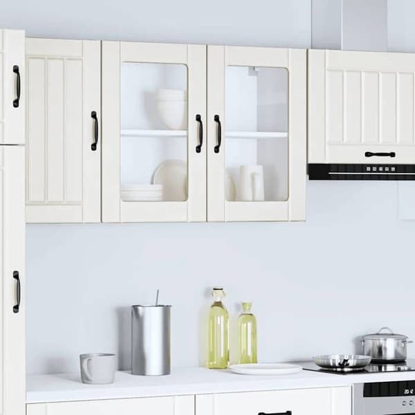 Maison Exclusive - Väggmonterad köksskåp med glasdörr Lucca vit