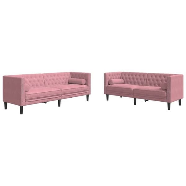 Maison Exclusive - Chesterfield sofa sæt med 2 stk. puder i rosa velour