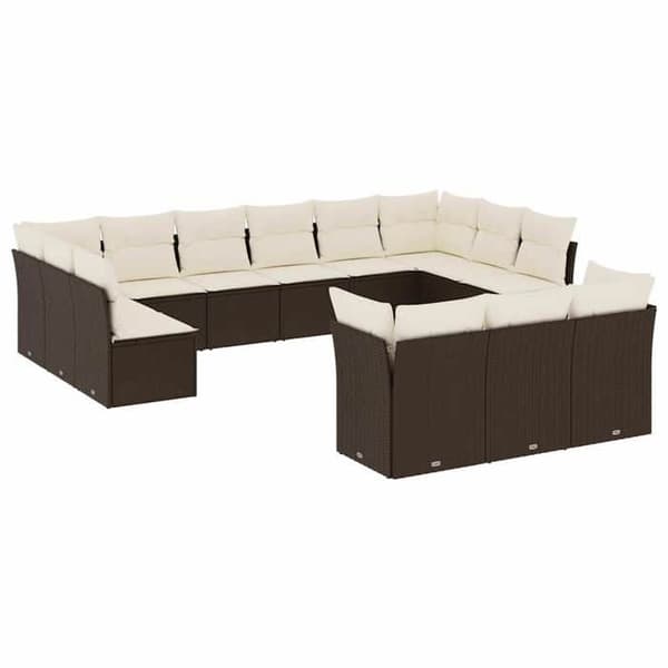 Maison Exclusive - Trädgårdsmöbler med kuddar 13 delar brun flätad resin