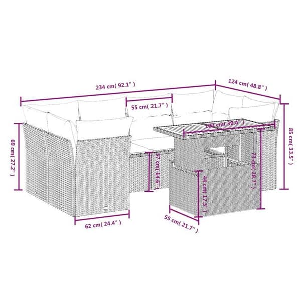 Maison Exclusive - Trädgårdsmöbler med kuddar 7 delar grå flätad resin