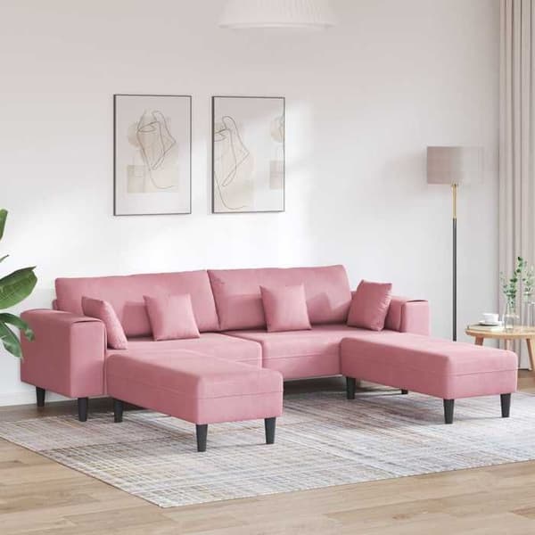Maison Exclusive - 3 osan vaaleanpunainen samettisohva Ros