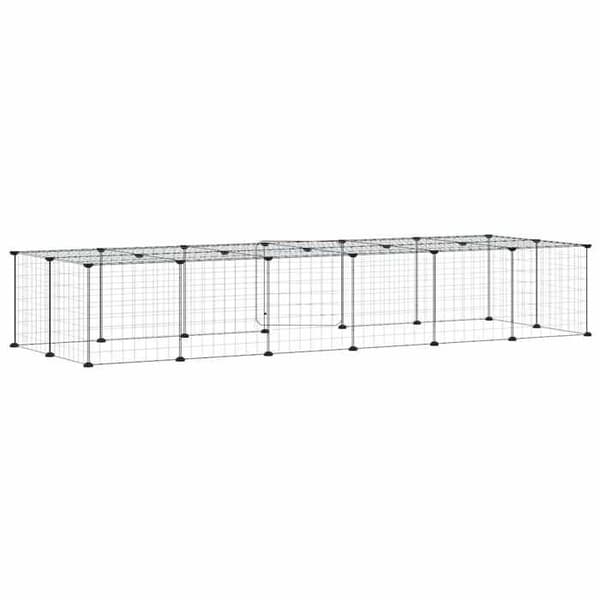 Maison Exclusive - Kæledyrbur med 28 paneler og dør Sort 210x70x35 cm