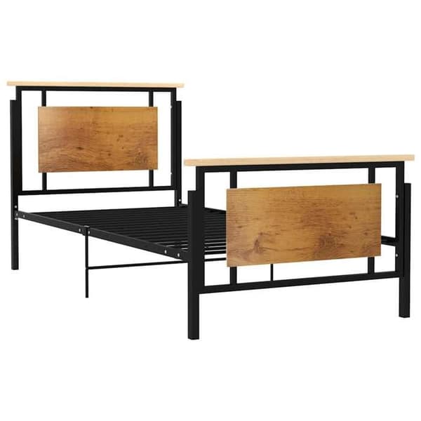 Sengestel - EKSKLUSIV HUS - 90x200 cm - Metal & massivt egetræ - Sort - Inkluderet lamelbund Ej specificerat