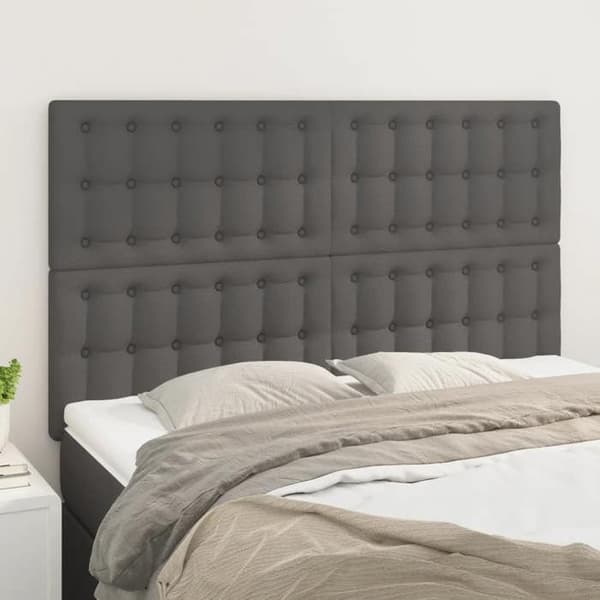 Maison Exclusive - Grå sänggavel 144x5x118/128 cm Syntetläder Grå