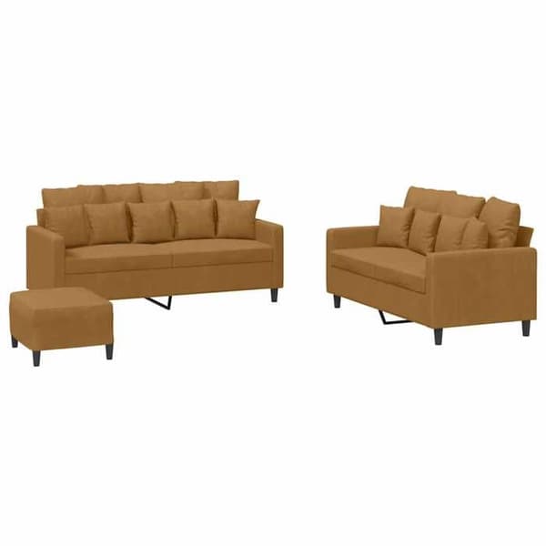 Maison Exclusive - Sæt af 3 sofaer med puder i brun velour