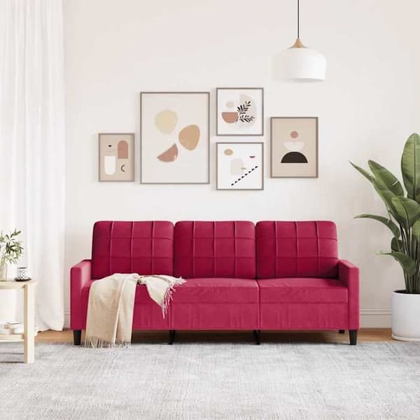 Maison Exclusive - Soffa 3-sits Röd vinröd 180 cm Sammet