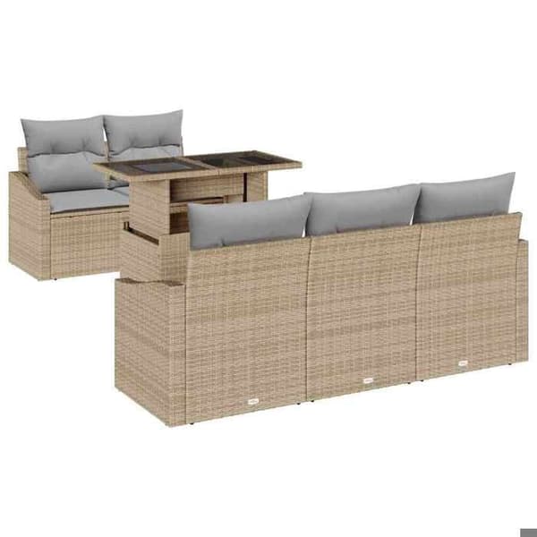 Trädgårdsmöbelset - EXKLUSIV HEM - 6 delar - Beige - UV-beständig polyrotting - Modulerbar beige