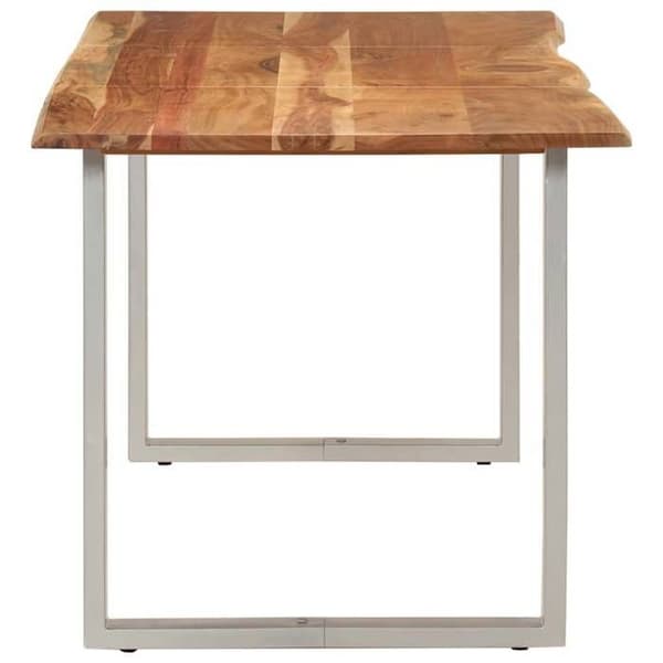 Maison Exclusive - Matbord 154x80x76 cm i solid akaciaträ silverfärgade (fötter)