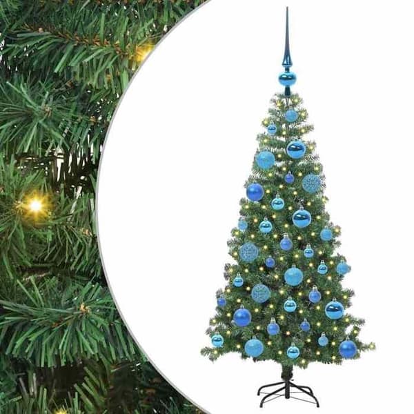 Julgran - EXKLUSIVT HUS - 120 cm - Väderbeständig PVC - Vit LED USB - Inomhus/Ute Grön