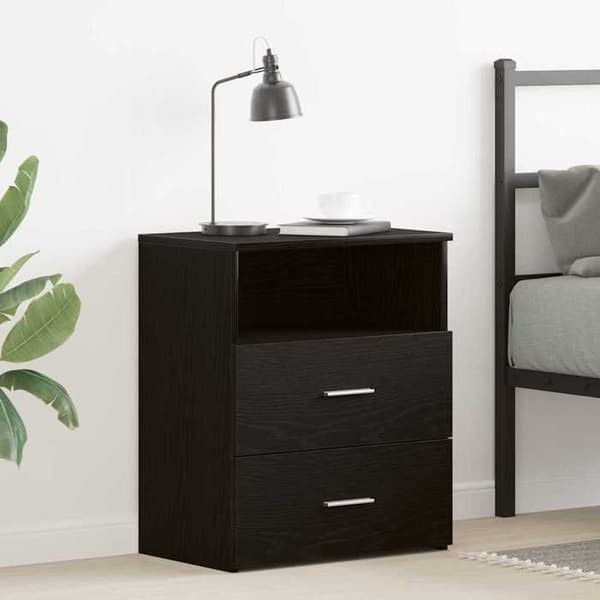 Maison Exclusive - Natbord Sort eg 50 x 32 x 60cm Ingeniørtræ