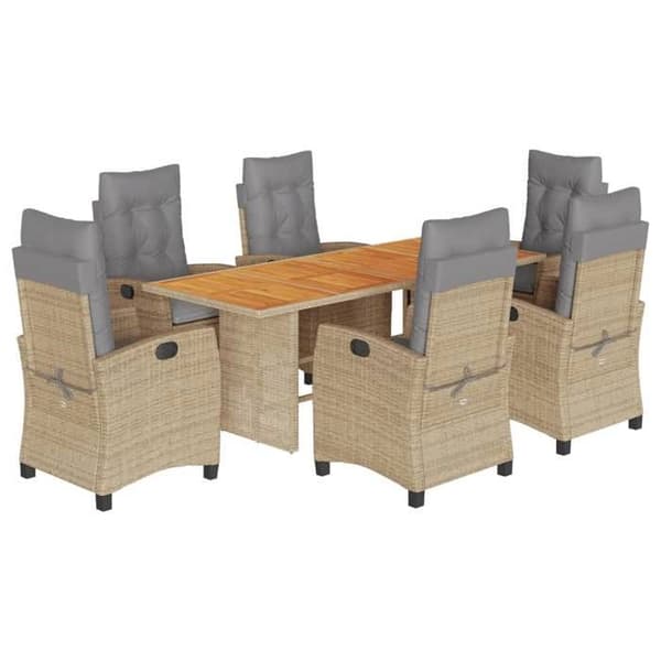 Maison Exclusive - Puutarhakalustesarja tyynyillä 7 kpl beige sekoitettu rottinki
