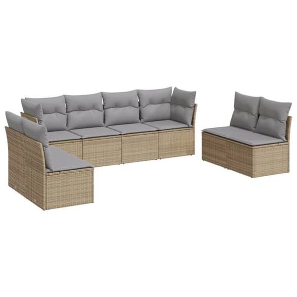 Maison Exclusive - Trädgårdsmöbler med kuddar 8 delar beige flätad resin
