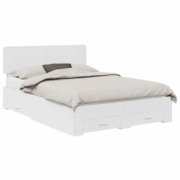 Maison Exclusive - Sängram med låda Vit 140 x 190 cm Ingenjörsträ