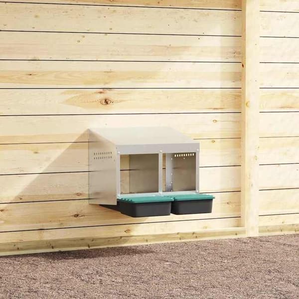 Maison Exclusive - Hönshus med 2 fack, väggmontering, galvaniserat stål