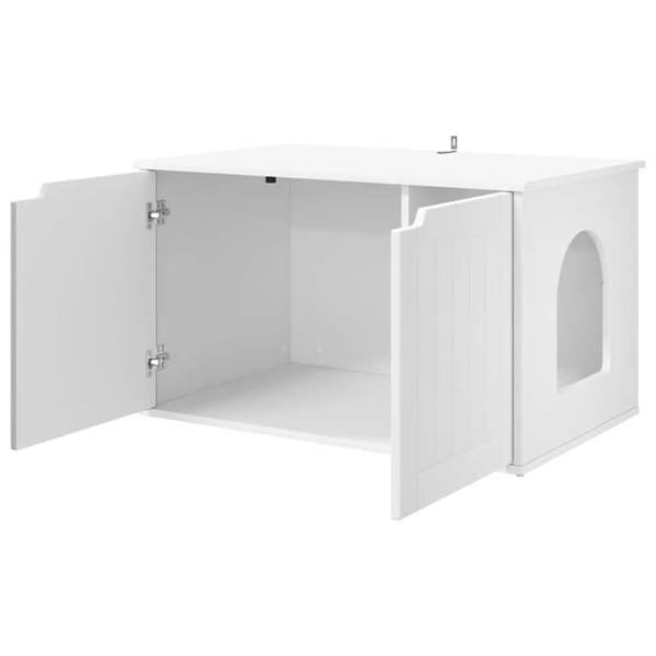 Kattemiljø - EKSKLUSIVT HUS - 85 x 55 x 50,5 cm - Ingeniørtræ - Rektangulær - Hvid Vit