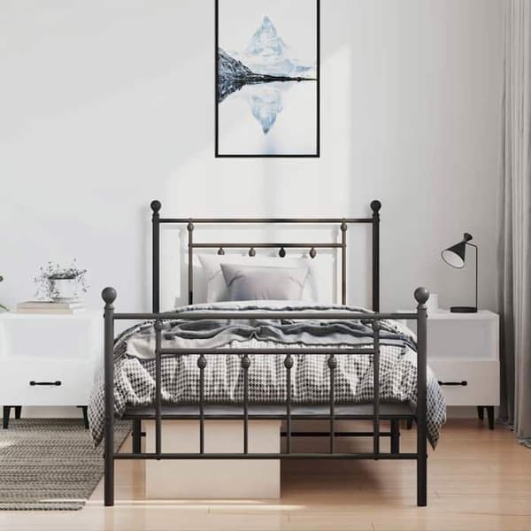 Sengestel - EKSKLUSIV HUS - 100x190 cm - Sort - Metal - Lamelseng Svart