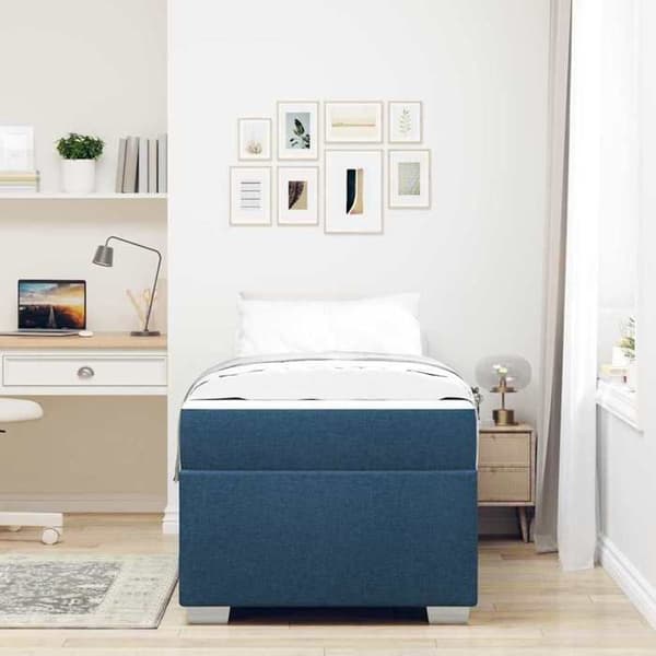 Maison Exclusive - Sängram med madrass Blå 90 x 190 cm tyg
