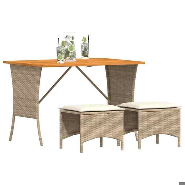 Maison Exclusive - Puutarhakalusteryhmä ja tyynyt 3 kpl Beige polyrottinki