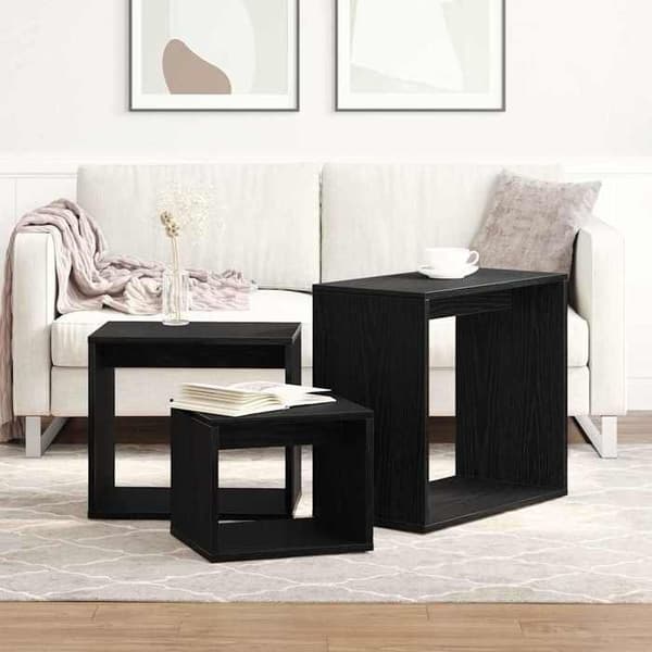 Maison Exclusive - 3 stk. Borde i sort egetræ 55 x 30 x 50 cm Ingeniørtræ