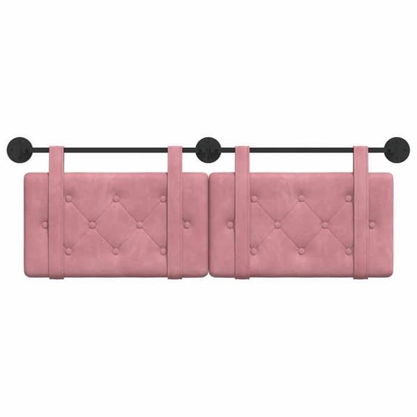 Senggavl hængende - EKSKLUSIV HUS - Rektangulær - Rosa velour - Knappet - Vægmontering Ros
