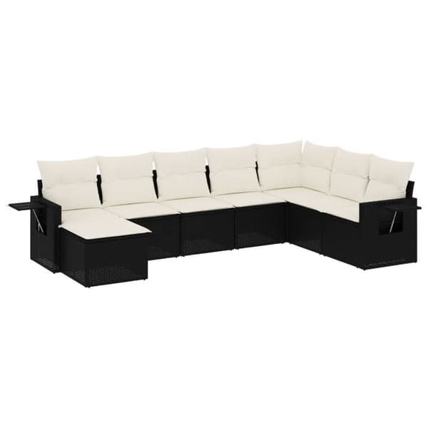 Maison Exclusive - 8 dele havegruppe med sorte puder i flettet harv