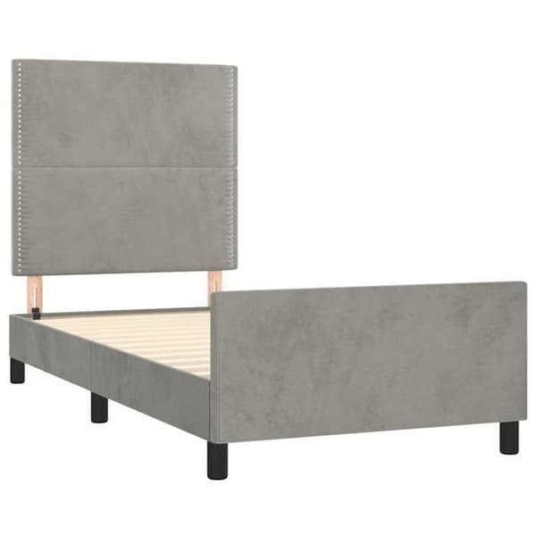 Maison Exclusive - Sängram utan madrass ljusgrå 100x200 cm sammet