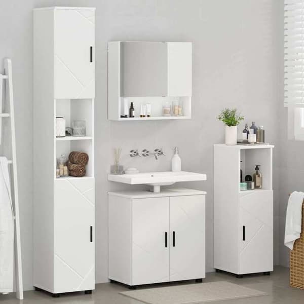 Maison Exclusive - 4 osan kylpyhuonekalustesarja Valkoinen