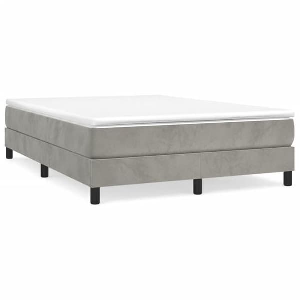 Maison Exclusive - Sengebund med lys grå lameller 140x190 cm velour ljusgrått