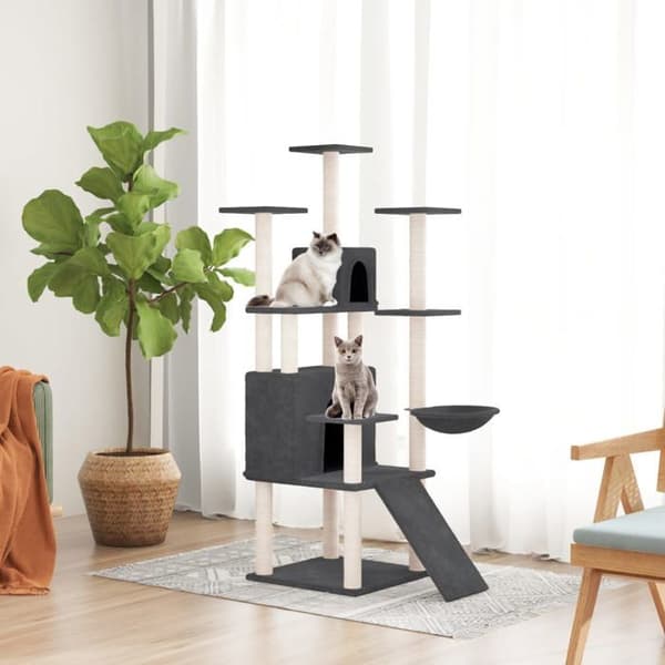 Maison Exclusive - Kattekradsetræ med sisal kløer Mørkegrå 154 cm mörkgrå