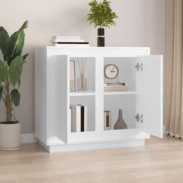 Maison Exclusive - Hvidt buffet 80x34x75 cm ingeniørtræ Vit