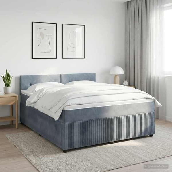 Maison Exclusive - Boxspring säng med madrass Mörkgrå 160 x 200 cm Sammet Mörkgrå