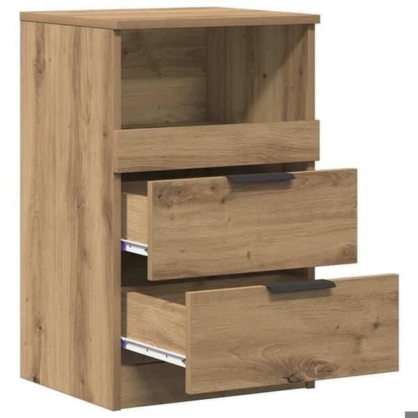 Maison Exclusive - Natbord i håndlavet egetræ 40x36x65 cm ingeniørtræ
