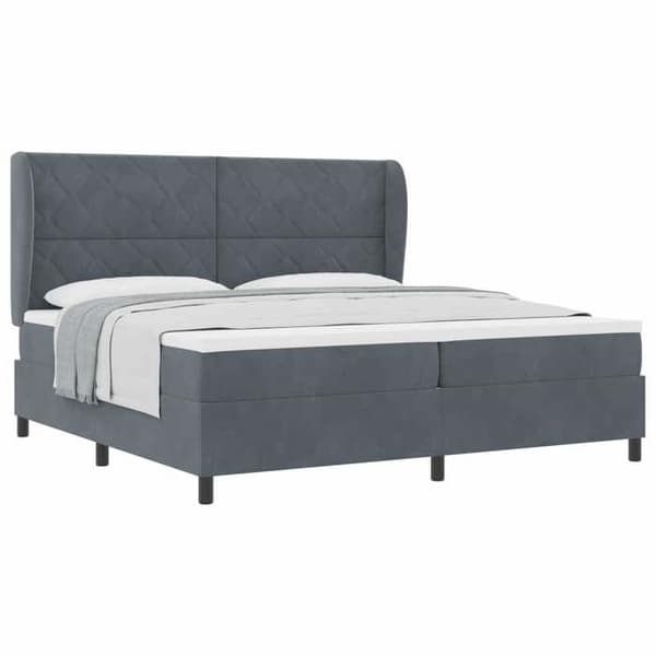 Ljuslåda - MAISON EXCLUSIVE - 200 x 200 cm - Mörkgrå - Sammet - Justerbar huvudgavel Mörkgrå