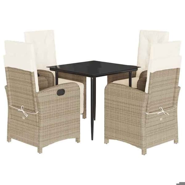 Maison Exclusive - Puutarhakalusteryhmä tyynyillä 5 kpl Beige polyrottinki