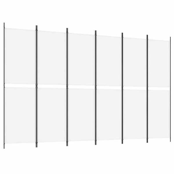 Maison Exclusive - Avskiljande vägg 6 paneler Vit 300x200 cm Tyg
