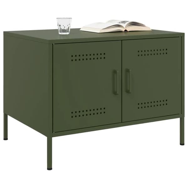 Maison Exclusive - Soffbord olivgrön 68x50x50,5 cm stål