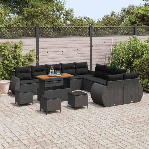 Maison Exclusive - 14 hengen puutarhakalustesarja 14 pc Musta
