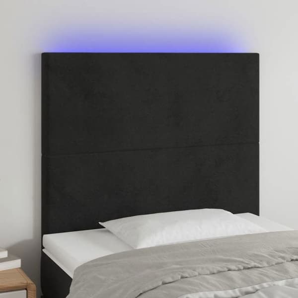 Maison Exclusive - LED Hovedgærde Sort 80x5x118/128 cm Velour Svart