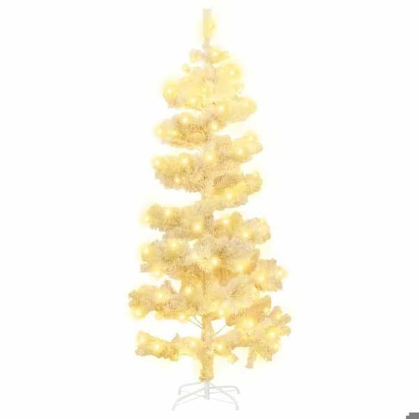Maison Exclusive - Helixformad förbelyst julgran och vit ställning 150cm PVC Vit (stöd)
