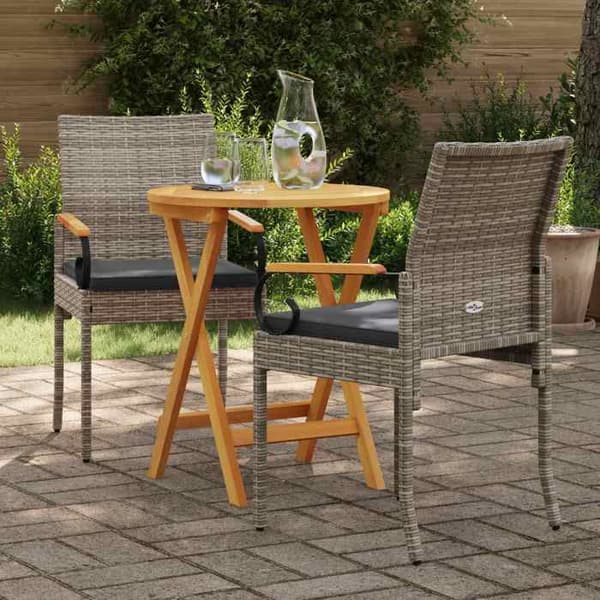 Maison Exclusive - Trädgårdsstolar 2 st Grå och Mörkgrå Poly Rattan och Akacia Grå